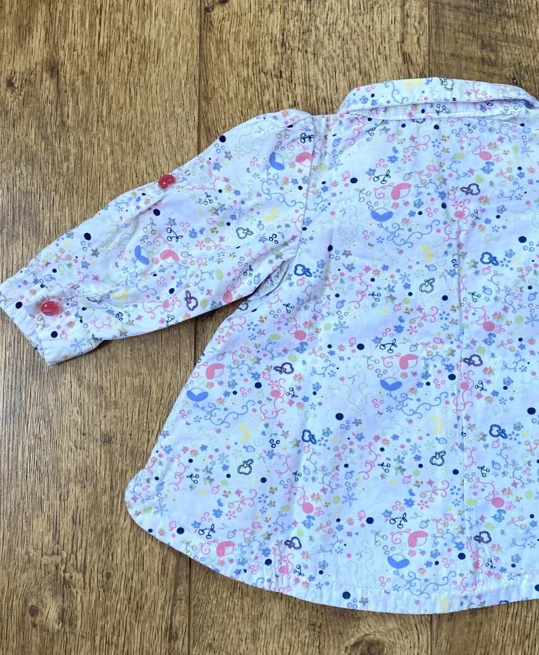 Tape À L'Oeil-jurk 9 maanden wit met veelkleurige print – 100% katoen – photo 5